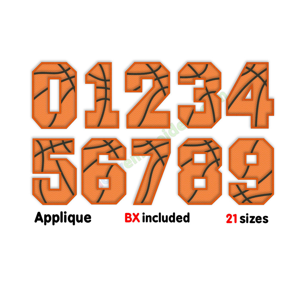 Basketball numbers embroidery designs