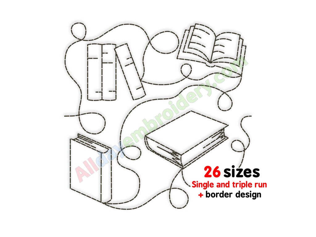 Books quilting embroidery design