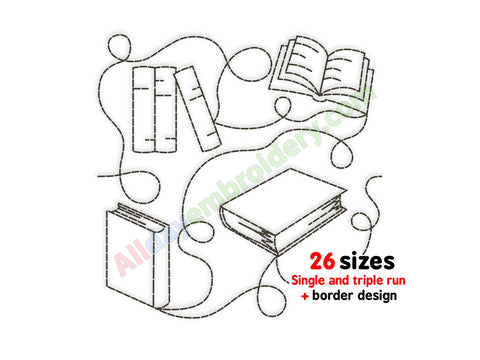 Books quilting embroidery design