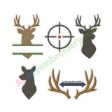 Deer head embroidery design set