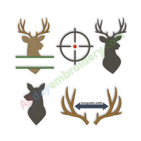 Deer head embroidery design set