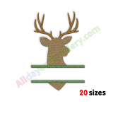 Split deer machine embroidery design