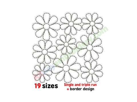 Quilting embroidery design with flowers