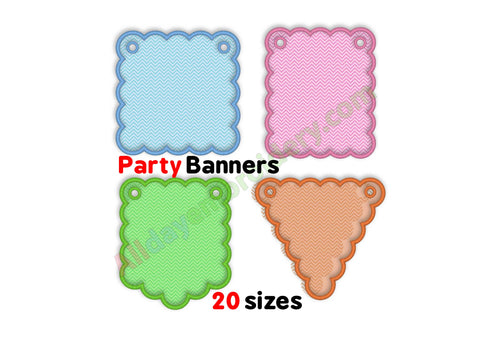 Party banners embroidery designs