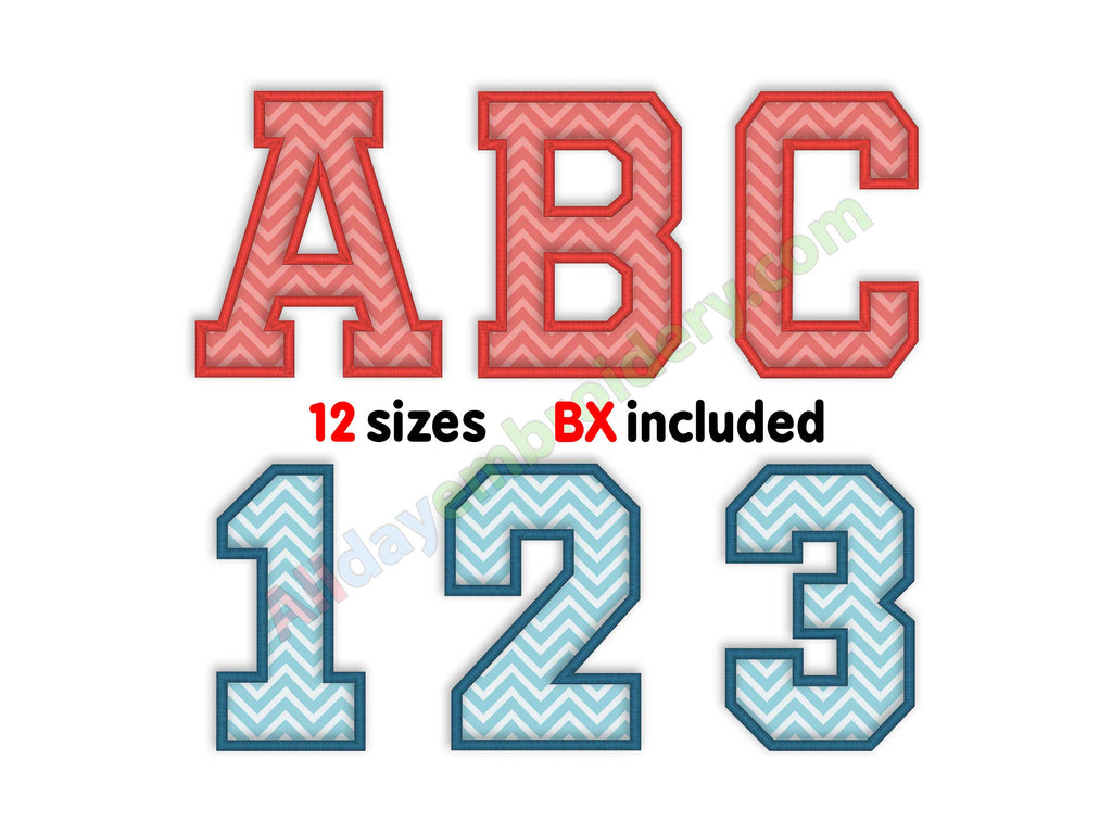 Varsity applique embroidery font